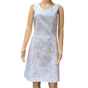 COLLECTION BY CHEROKEE Sleeveless Dress Women's Sz 4 White Blue Floral Romantic